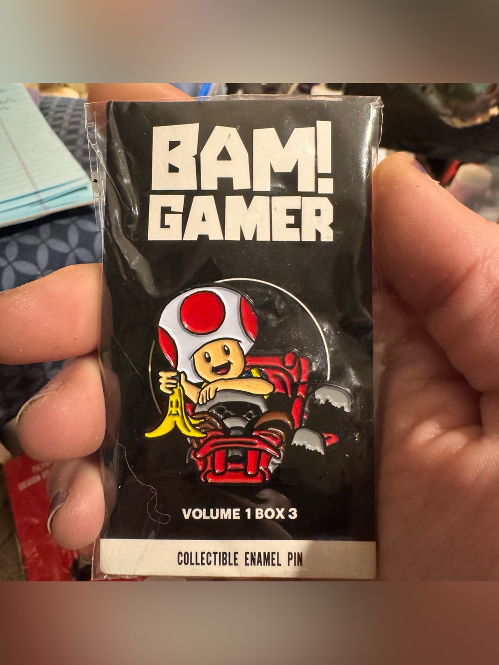 BAM! GAMER Toad Kart Enamel Pin - Red, White, Yellow, Black